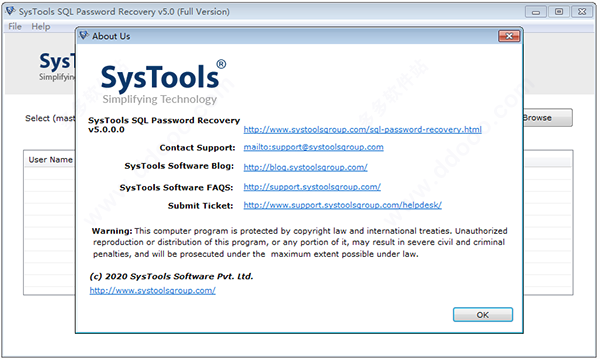 SysTools SQL Password Recovery破解版
