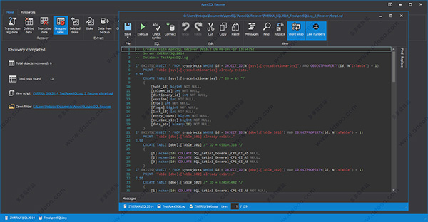 ApexSQL Recover
